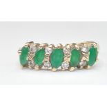 9CT GOLD EMERALD AND DIAMOND RING