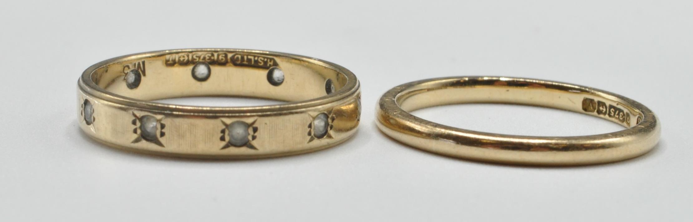 TWO STAMPED 9CT GOLD RINGS