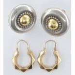 TWO PAIRS OF GOLD AND SILVER LADIES EARRINGS