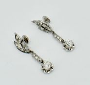 PAIR OF FRENCH 18CT GOLD & DIAMOND EARRINGS