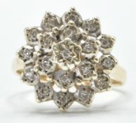 9CT GOLD AND DIAMOND CLUSTER RING