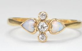 18CT GOLD OPAL AND DIAMOND RING