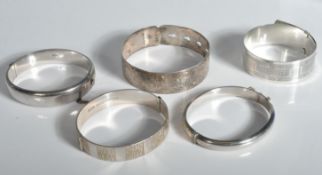 COLLECTION OF 5 HALLMARKED SILVER BANGLES