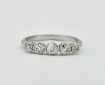 18CT WHITE GOLD AND DIAMOND FIVE STONE RING 1CT