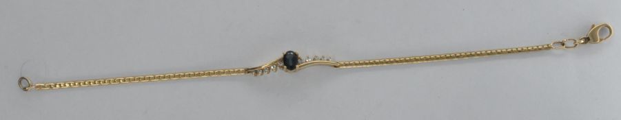 9CT GOLD SAPPHIRE AND DIAMOND BRACELET