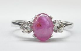 18CT WHITE GOLD RUBY AND DIAMOND RING