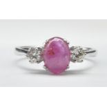 18CT WHITE GOLD RUBY AND DIAMOND RING