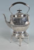 EDWARDIAN SILVER PLATED SPIRIT KETTLE.