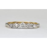 18CT GOLD AND DIAMOND FIVE STONE RING