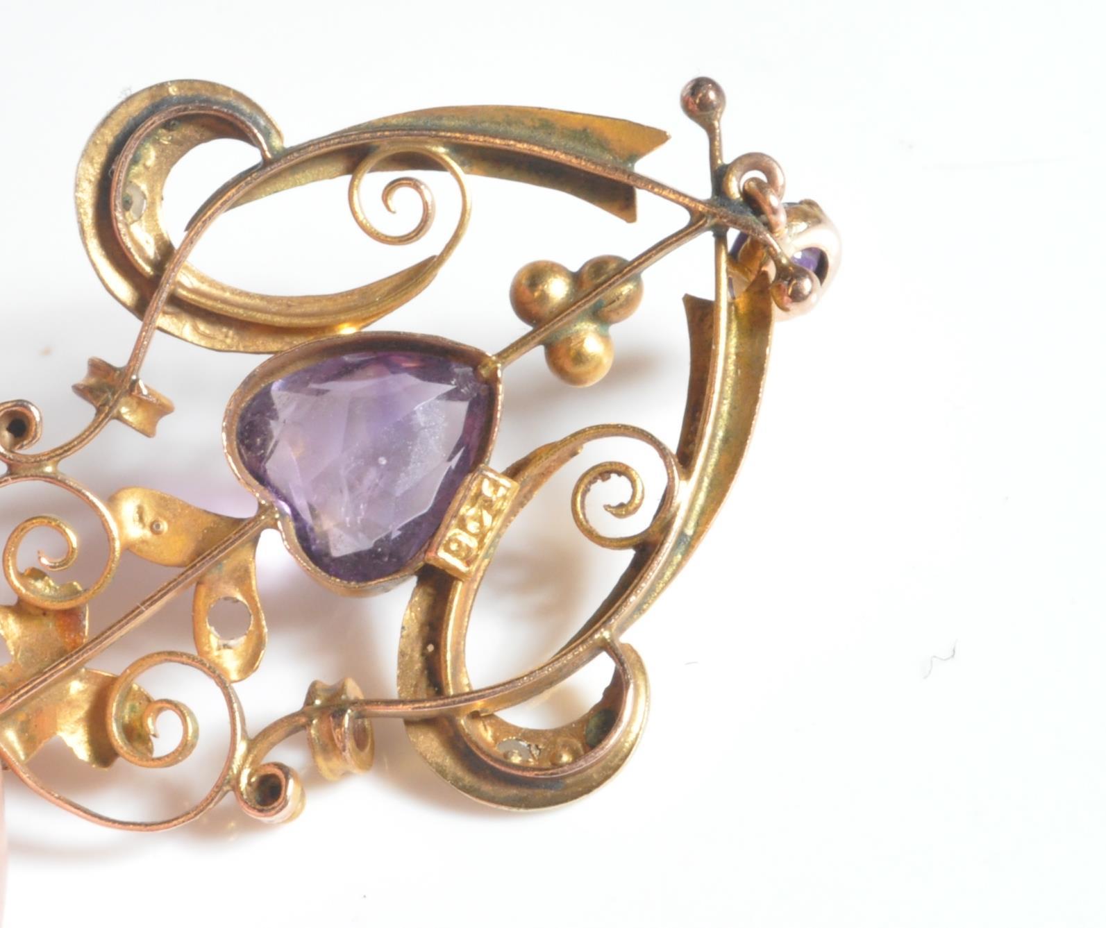 ANTIQUE GOLD PEARL AND AMETHYST PENDANT - Image 7 of 7