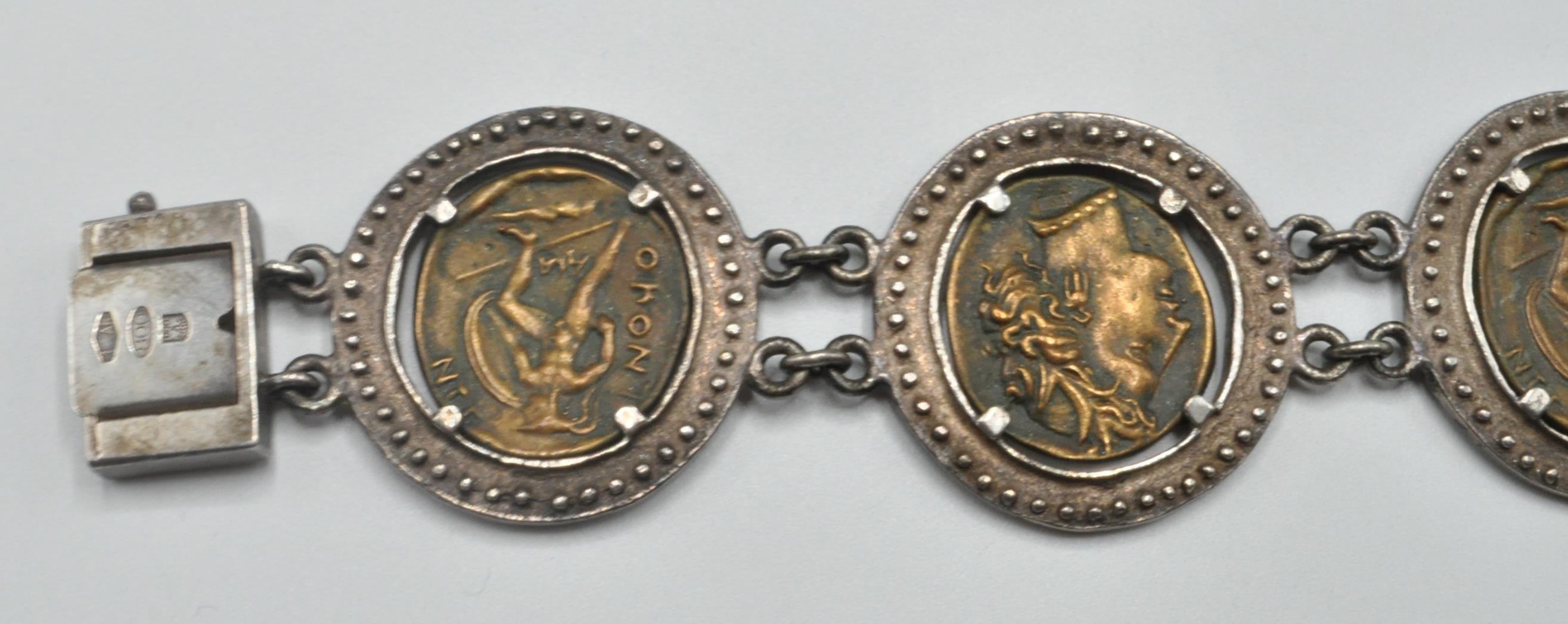 GREEK 800 SILVER COIN BRACELET CHAIN - Image 5 of 8