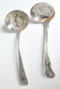 TWO ANTIQUE GEORGIAN AND LATER HALLMARKED STERLING SILVER SPOONS