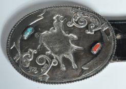 NELSON Z SIGNED NAVAJO SILVER BELT BUCKLE