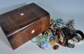 VINTAGE COSTUME JEWELLERY AND TUNBRIDGE BOX