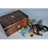 VINTAGE COSTUME JEWELLERY AND TUNBRIDGE BOX