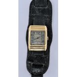 1930'S ART DECO RONE 9CT GOLD TANK FACED WRISTWATCH