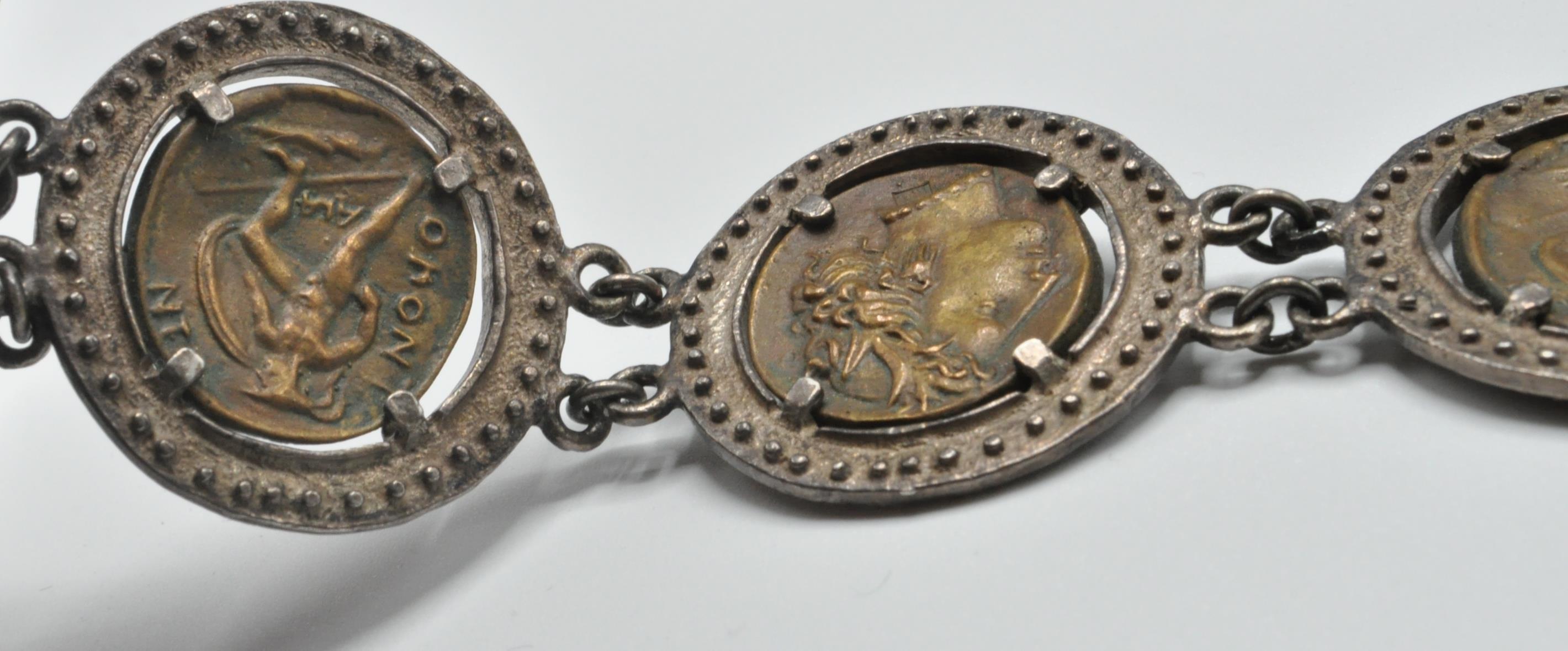 GREEK 800 SILVER COIN BRACELET CHAIN - Image 3 of 8