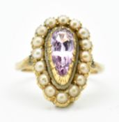 ANTIQUE PINK TOPAZ AND PEARL RING