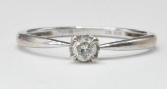 9CT WHITE GOLD AND DIAMOND SOLITAIRE RING