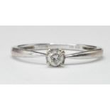 9CT WHITE GOLD AND DIAMOND SOLITAIRE RING