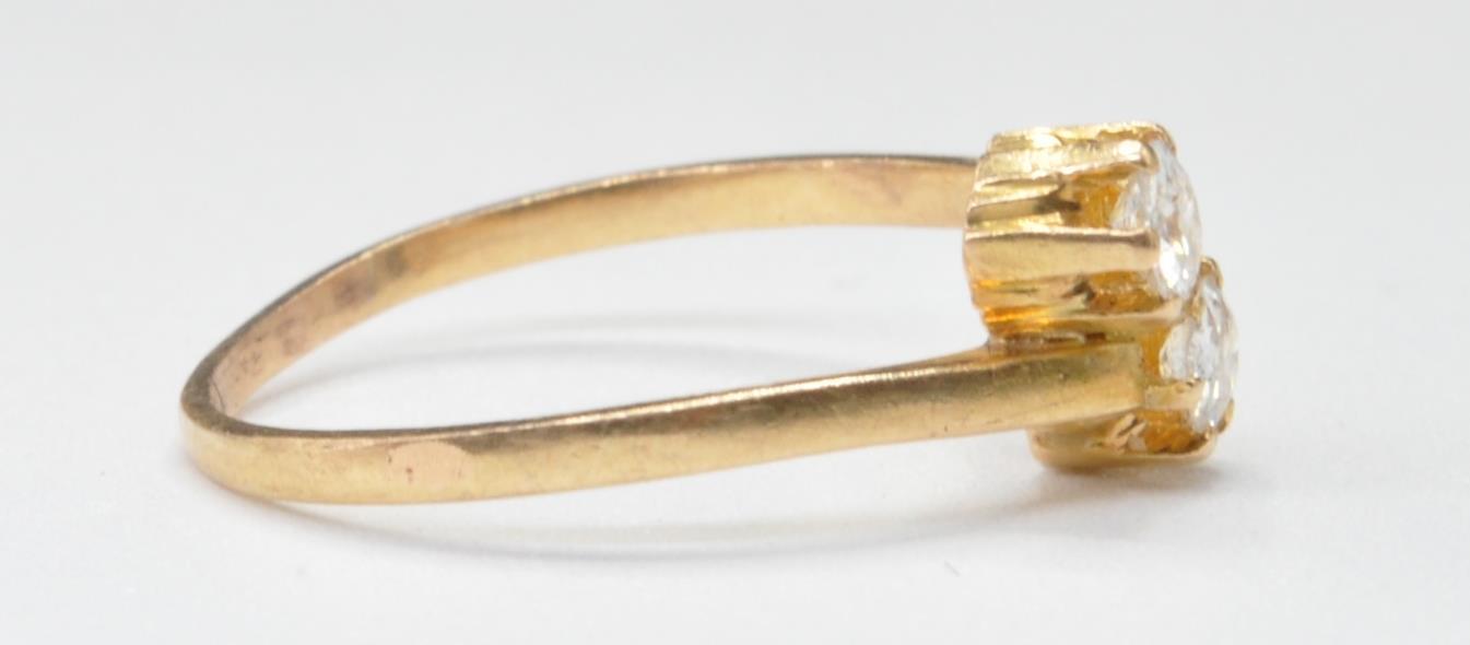 GOLD AND DIAMOND TWO STONE CORSSOVER RING - Image 2 of 5