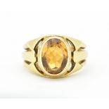 A FRENCH ART NOUVEAU 18CT GOLD AND CITRINE RING