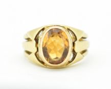 A FRENCH ART NOUVEAU 18CT GOLD AND CITRINE RING