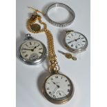 800 SILVER OPEN FACED POCKET WATCH & OTHERS