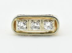 FRENCH 18CT GOLD PLATINUM & DIAMOND THREE STONE RING