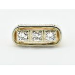 FRENCH 18CT GOLD PLATINUM & DIAMOND THREE STONE RING