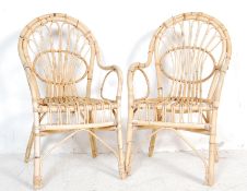 TWO 1970’S BAMBOO ARMCHAIRS IN THE MANNER OF FRANCO ALBINO