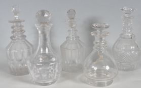 FIVE 18TH CENTURY AND 19TH CENTURY GEORGIAN DECANTERS