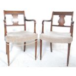 PAIR REGENCY MAHOGANY CARVER ARMCHAIRS