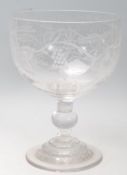 1871 19TH CENTURY ETCHED OVERSIZED RUMMER GOBLET CENTREPIECE