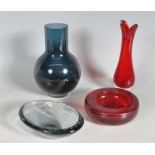 FOUR PIECES OF WHITEFRIARS ART GLASS