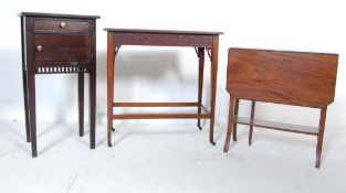 MAHOGANY RECTANGULAR SIDE TABLE, SUNDERLAND TABLE AND CUPBOARD