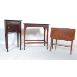 MAHOGANY RECTANGULAR SIDE TABLE, SUNDERLAND TABLE AND CUPBOARD