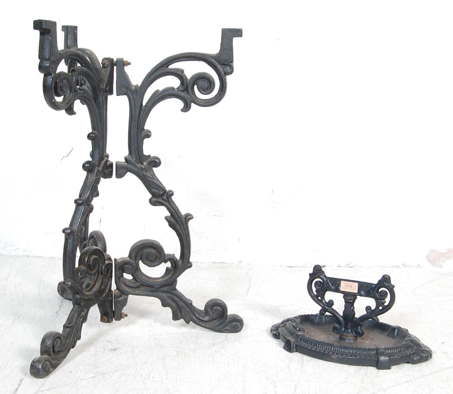 ANTIQUE STYLE CAST IRON TABLE BASE AND BOOT SCRAPER