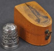 ANTIQUE SCOTTISH MAUCHLINE WARE THIMBLE BOX WITH THIMBLE