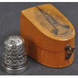 ANTIQUE SCOTTISH MAUCHLINE WARE THIMBLE BOX WITH THIMBLE