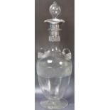 ANTIQUE BOARDMAN GLOSSOP & CO SILVER COLLARED CUT GLASS DECANTER