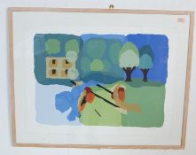 MARY FRASER - A 20TH CENTURY SCREEN PRINT PAINTING.