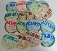 COLLECTION OF ROAD TAX DISKS RANGING FROM1960’S TO 1980’S