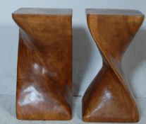 PAIR OF EXOTIC HARDWOOD SIDE TABLES