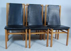 SET OF SIX OAK FRAME DINING CHAIRS BY WHITE AND NEWTON