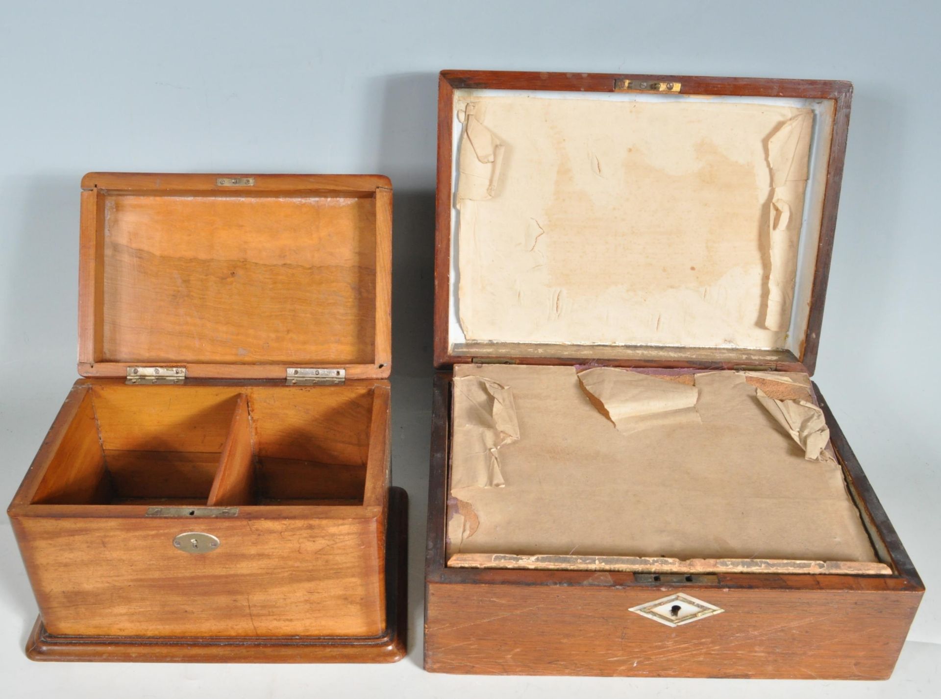 19TH CENTURY ANTIQUE VICTORIAN ROSEWOOD BOX AND MAHOGANY BOX - Image 5 of 5