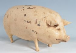 LARGE PAPIER MACHE PIG FIGURINE