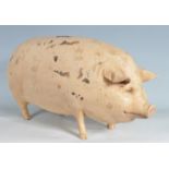 LARGE PAPIER MACHE PIG FIGURINE