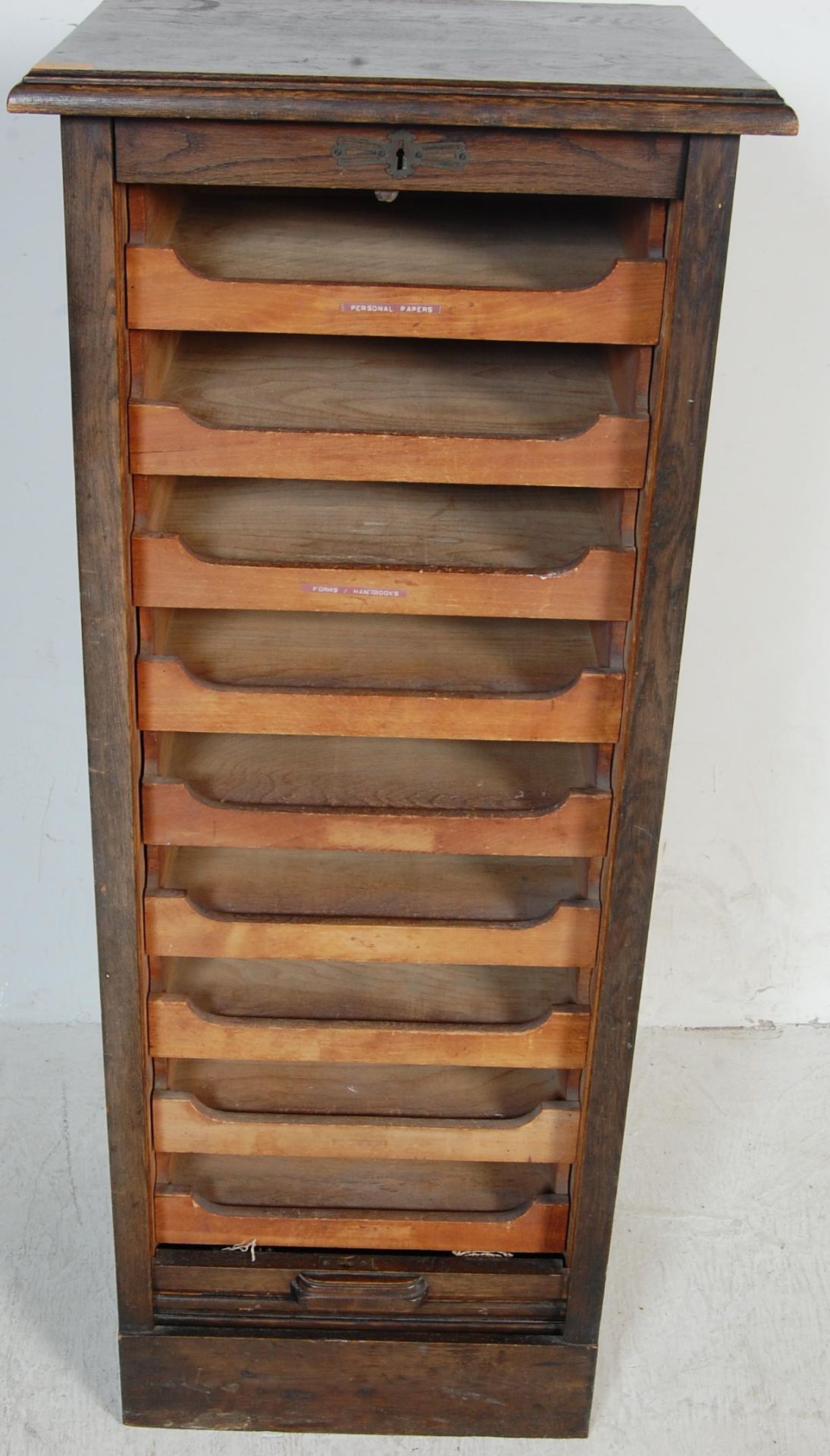 EARLY 20TH CENTURY ART DECO TAMBOUR ROLL RILING CABINET - Image 4 of 6