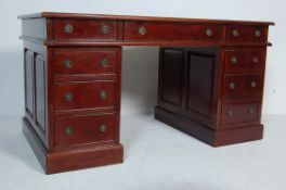 GEORGIAN REVIVAL ANTIQUE STYLE MAHOGANY PEDESTAL DESK